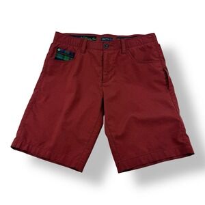 William Murray Red Straight Fit Polyester Spandex Shorts 32x10.5" Plaid Pocket